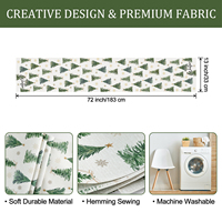 Chemin de table de Noël d'hiver 210 GSM, décoration de maison, sapins de Noël, flocons de neige, vert, pour cuisine et salle à manger