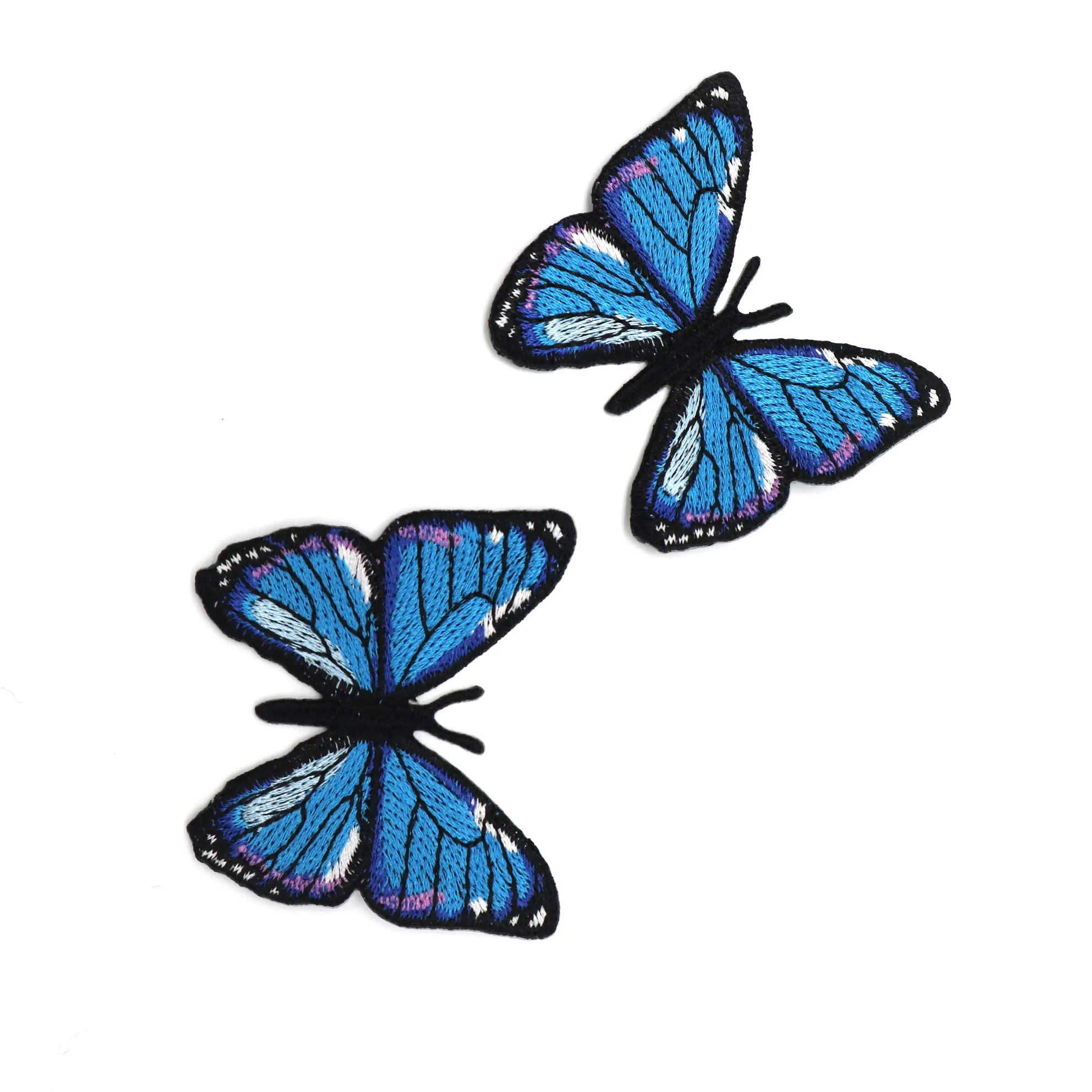 OEM Butterfly Embroidered Iron on Patches Applique Blue Embroidery Patch