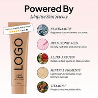 Fond de Teint Liquide Hydratant et Adaptatif Waterproof à Changement de Couleur, SPF15, Niacinamide, Acide Hyaluronique, Naturel, Marque Privée