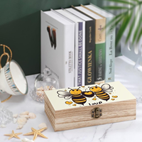 Boîte à miel en bois personnalisée, boîte cadeau vintage en bois pour miel avec couvercle à charnière, boîte cadeau en bois pour miel