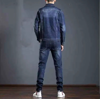 Ensemble en jean authentique classique délavé extensible coupe slim pour homme : jean et veste en jean