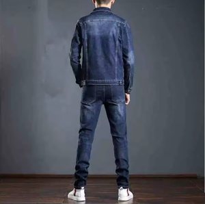 Conjunto de Mezclilla Auténtico de Fábrica, Estilo Clásico Lavado, Elástico, Casual, Corte Ajustado, Jeans y Chaqueta de Mezclilla para Hombre - Product Image 6