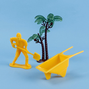 Plastic Construction Worker Set 8-Piece Toy Figures With Excavator Barrel Wheelbarrow For Cake Decoration Birthday Party Props - Product Image 3