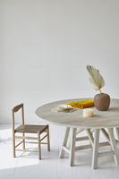 Mobilier industriel mobilier de salle à manger table vintage en bois massif recyclé pin grande table ronde ensemble table à manger 8 places