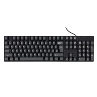 Clavier de bureau ergonomique optique noir à 104 touches, pleine taille, étanche, filaire USB 2.0, Plug and Play, en plastique, vente en gros d'usine, nouveau