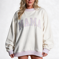 Sweater Wanita Mock Neck HD Print 400gsm Katun Fleece Oversized Hangat untuk Musim Dingin