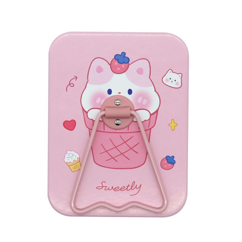 Table carrée miroir - Dessert fraise - Chat