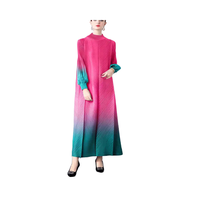 Robe maxi décontractée d'été élégante Miyaki, écologique, ODM, grande taille, femme, dégradé naturel, ample, plissée, en mousseline, tailles 2XL 3XL