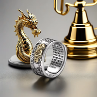POYA Bijoux Rétro Coeur Sutra Anneau Hommes Thai Argent Style Chinois Pixiu Anneau Six Caractères Mantra Classique Cadeau De Mariage Accessoire