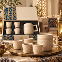 Ensemble de tasses en céramique de qualité supérieure avec un design géométrique élégant gravé au laser, ensemble de tasses à café en céramique en gros