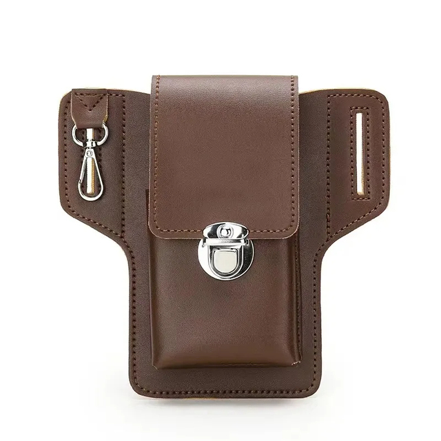 New Classic Leather Men Waist Mobile Phone Bag Multifunction Belt Loops Hip Waist Pouch Camping Tools Accessories Waist Bag
