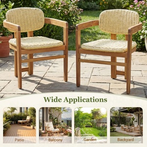 Ensemble <span class=keywords><strong>de</strong></span> meubles <span class=keywords><strong>de</strong></span> <span class=keywords><strong>jardin</strong></span> <span class=keywords><strong>de</strong></span> style américain, confortable, pour 2 personnes, finition teck, chaises en corde naturelle tressée, pour l'extérieur - Product Image 2