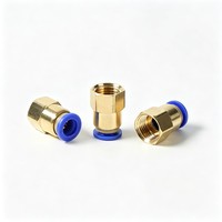 Konektor Selang Udara OD 6/8/10/12mm ke 1/8" 3/8" 1/2" 1/4" Ulir Betina Sambungan Cepat Satu Sentuhan Lurus