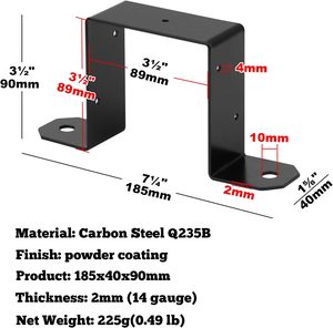 Supports de <span class=keywords><strong>fixation</strong></span> <span class=keywords><strong>pour</strong></span> poteaux de clôture <span class=keywords><strong>en</strong></span> tube carré, serre-câbles <span class=keywords><strong>en</strong></span> forme de <span class=keywords><strong>U</strong></span> <span class=keywords><strong>pour</strong></span> poteaux de clôture de terrasse 4x4 - Product Image 3