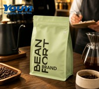 YOUYI Sachets de café en petite quantité, 500 pièces MOQ, pochette à fond plat avec valve, impression personnalisée, usine OEM