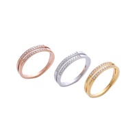 Bague en acier titane sertie de diamants à double rangée avec design de niche, bague de mode exquise pour l'index