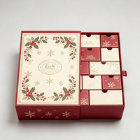Calendario de Adviento de 24 Días con Impresión Personalizada, Caja Sorpresa Navideña, Caja de Papel Ecológica