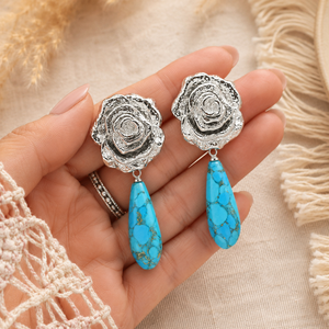 Orecchini a Goccia con Fiore di Rosa per Donne, Stile Barocco Vintage, Accessori per Orecchie da Indossare Quotidianamente - Product Image 1