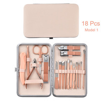Workpro — Kit de manucure professionnelle 18 en 1, Kit de soins pour les ongles, coupe-ongles en acier inoxydable, avec étui en cuir, pour manucure