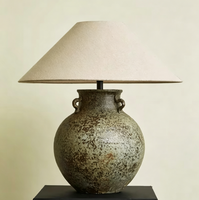 Wabi-sabi tarzı vintage seramik LED masa lambası, oteller, misafirhaneler ve kulüpler için.