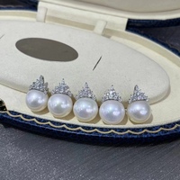 Vente en gros de bijoux en perles d'eau douce rondes de 12-13 mm, perles Edison, argent sterling 925, pendentif et boucles d'oreilles princesse pour femmes
