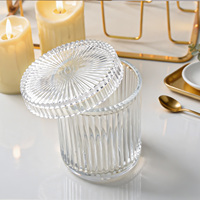 Vente en gros fabricant : Pot de rangement en verre rayé de luxe léger de haute qualité avec couvercle, couleurs personnalisées pour la maison et les restaurants