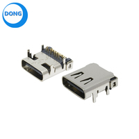 Connecteur USB-3.1 Type-C femelle, 10 pièces, 24P, pré-insertion et post-attachement, 4 broches fixes, Interface de transfert Hd