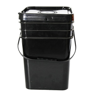 5 Gallon Plastic Bucket Square Empty Bucket with Handle and Lid for Chemicals