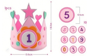 Tiara Personalizada para Niños, Accesorio para Fotos, Gorros de Fieltro para Cumpleaños de Bebés, Ajustables, con Números del 0 al 9, Decoraciones para Fiestas Infantiles - Product Image 3