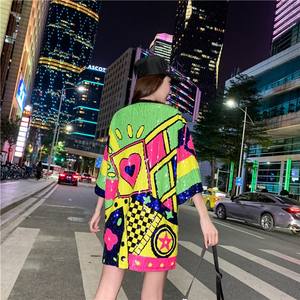 Robe décontractée élégante pour femme <span class=keywords><strong>Les</strong></span> Sequins 2025, ornée de perles, à manches courtes et silhouette droite, options grandes tailles - Product Image 2