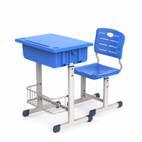 Ensemble de bureau et chaise en plastique pour élèves, commande en gros, réglage facile du bureau et de la chaise pour l'école primaire
