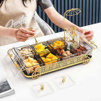 Boîte de plateau en verre créative moderne européenne pour collations bonbons aux fruits secs pour salon familial table à thé plats et assiettes