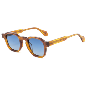 Lunettes de soleil unisexes carrées à monture intégrale, monture écaille de tortue, verres bleus dégradés, protection UV 100%, style rétro, protection solaire pour adultes - Product Image 1