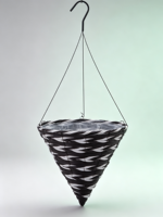 Panier suspendu conique bicolore noir et blanc, style américain, tissé à la main, avec doublure en ciment imperméable et crochet métallique pour la maison