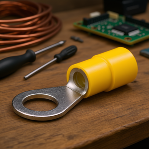 Terminal de ojal aislado, 100 unidades, tipo anillo amarillo, para cableado eléctrico - Product Image 3