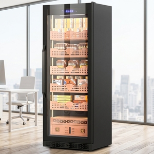 NE-193-8 Custom logo 1500 Cigar Cabinet Cedar Wood 308L Cigar Humidor <b>Fridge</b> with Auto Defog Glass Door - Product Image 4