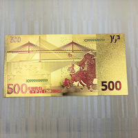 Marque-page en feuille d'or pur, design billet de 100 dollars américains et billet de 100 euros, avec impression UV et thème mascotte
