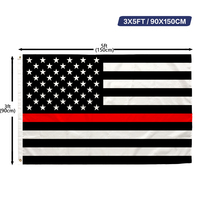 Drapeau américain à ligne rouge fine, symbole de soutien aux pompiers modernes des États-Unis, impression recto simple, 3x5 pieds/90x150 cm