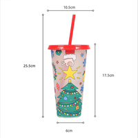 Vaso Mágico de Plástico de 24oz que Cambia de Color para Navidad, con Pajita de PP, de Una Sola Capa, para Fiestas y Eventos, Novedad al por Mayor de Fábrica