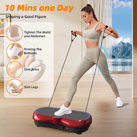 Machine d'exercice vibratoire compacte 200W avec télécommande, bandes de résistance, écran LCD, lumière LED bleue, plaque vibrante pour la maison