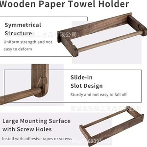Wooden tissue holder, multi-functional water cup storage rack, <b>kitchen</b> cabinet under-cabinet hanging storage rack, toilet <b>paper</b> - Product Image 4