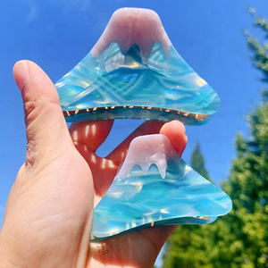 Pinza de Pelo de Fibra de Acetato para Mujer en Azul, Horquilla con Diseño de Monte Fuji, Elegante para Cola de Caballo en la Parte Posterior de la Cabeza - Product Image 1