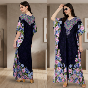 Caftan de qualité exportée Designer Exclusif Fantaisie Dernier Crêpe en polyester Impression numérique Fille Femmes Caftan avec pierre Vêtements de plage - Product Image 3