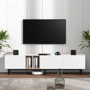 <span class=keywords><strong>Meuble</strong></span> <span class=keywords><strong>TV</strong></span> à panneaux avec pieds en métal robustes Support <span class=keywords><strong>TV</strong></span> multifonctionnel de grande capacité Casier de sol de salon en usine - Product Image 4