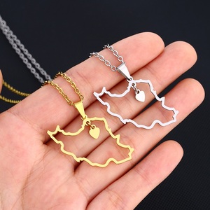 Collar de Acero Inoxidable con Mapa de Irán Hueco, Colgante de Corazón, Joyería con Contorno Persa, Regalo Nacional de Amor para Hombres y Mujeres - Product Image 2