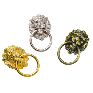 Chinese Style Lion Head Zinc Alloy <b>Drawer</b> Handle Ring Brushed Bronze <b>Silver</b> Gold Durable Furniture <b>Knob</b> - Product Image 5