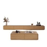 Console TV et table basse tout-en-un, unité fine à poser au sol pour les maisons modernes et compactes, style minimaliste et rangement intelligent