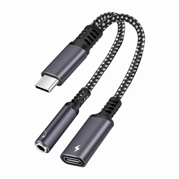 Dajiang Type-C 3.5MM Audio Adapter PD Fast Charging 2-in-1 USB-C Splitter Headphones Jack for Mobile Phone