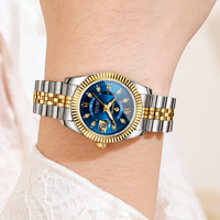 Montres élégantes de luxe BINBOND B510L pour femmes, étanches, lumineuses, avec date, bracelet en acier inoxydable, montre à quartz pour femmes