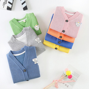 <span class=keywords><strong>Pull</strong></span> en tricot à manches longues pour bébé nouveau-né, garçon ou fille, col en V, 100% coton, motif de dessin animé, respirant, haut décontracté, automne - Product Image 2